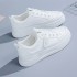 Women's PU Leather Tennis Shoes Low Top lace up Casual Shoes Comfortable lady girl's white flat shoes sneakers for women