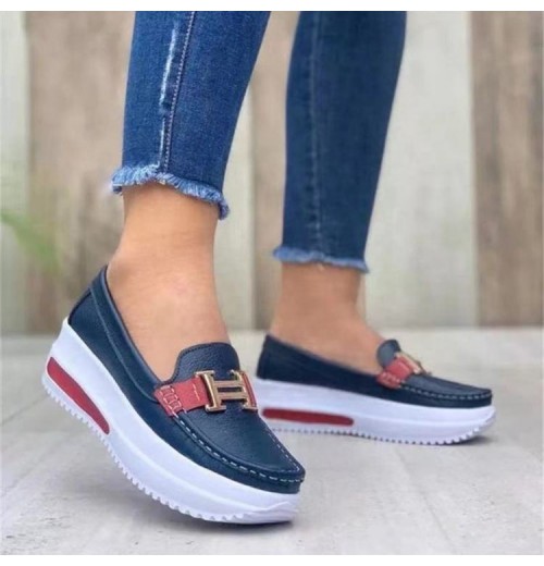 Women's Summer Comfortable Thick Sole Loafers PU EVA PVC Insole Lighted Custom Sport Casual Walking Shoes Fashion Trends Ladies