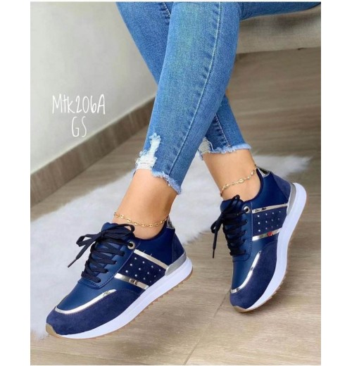 Womens Sneakers New European And American Plus Size Sports And Leisure Thick Soled Front Lace Up Fashionable Sports Single Shoes