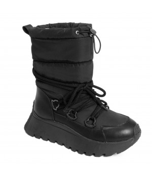 YZY wholesale OEM Women's Fashion Winter Warm platform Nylon and leather outdoor black boots